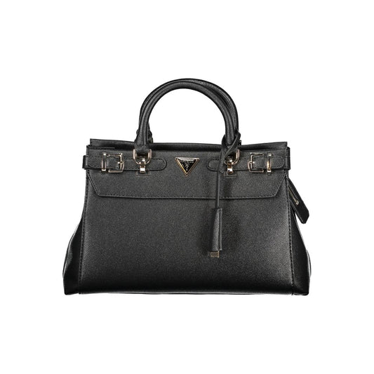 Black Polyurethane Women Handbag
