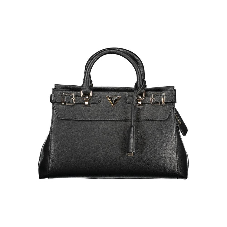 Black Polyurethane Women Handbag
