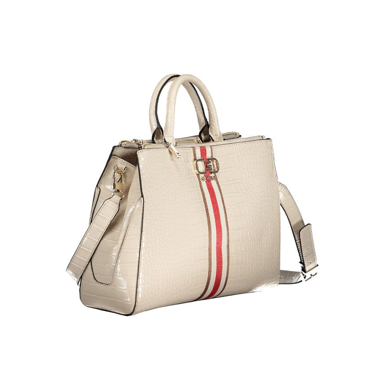 Beige Polyurethane Women Handbag
