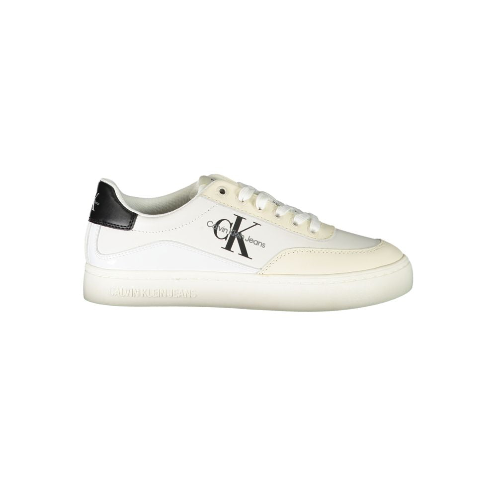 White Polyurethane Women Sneaker