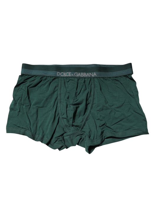 Green Cotton Regular Men Boxer Brief Underwear