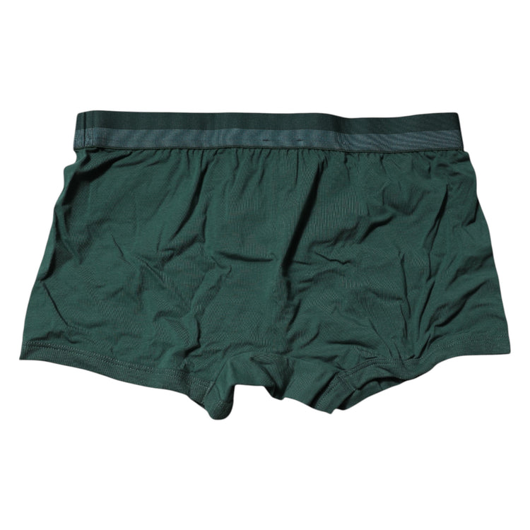 Green Cotton Regular Men Boxer Brief Underwear