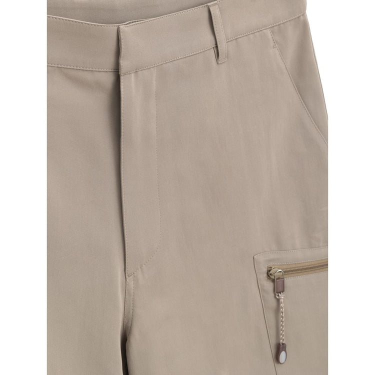 Beige Cotton Cargo Shorts