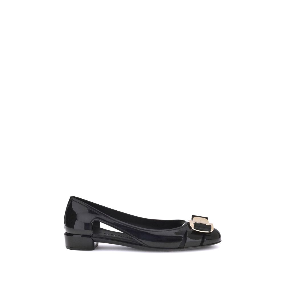 Black Rubber Ballet Flats