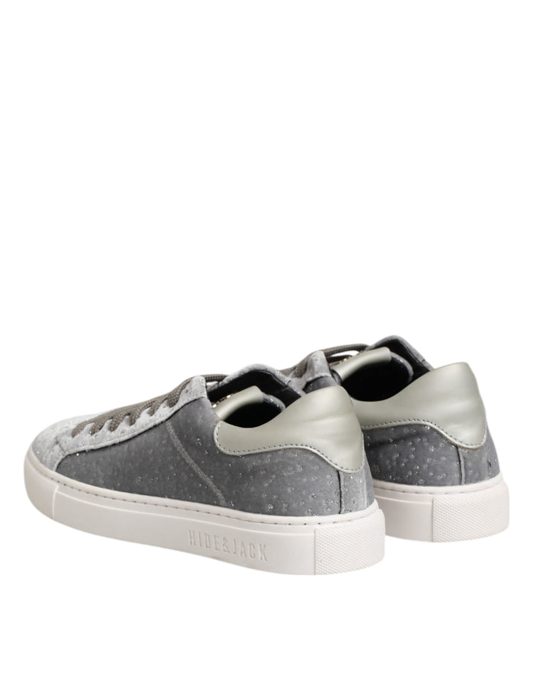 Gray Suede Low Top Lace Up Sneakers Shoes