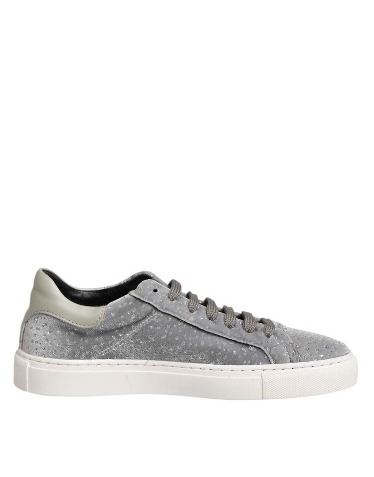 Gray Suede Low Top Lace Up Sneakers Shoes