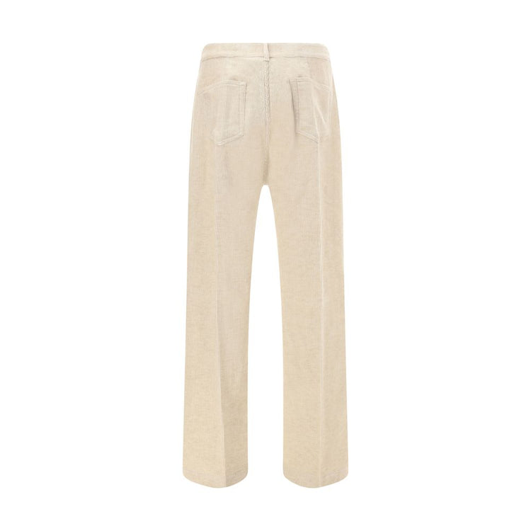 Beige Cotton Casual Pants