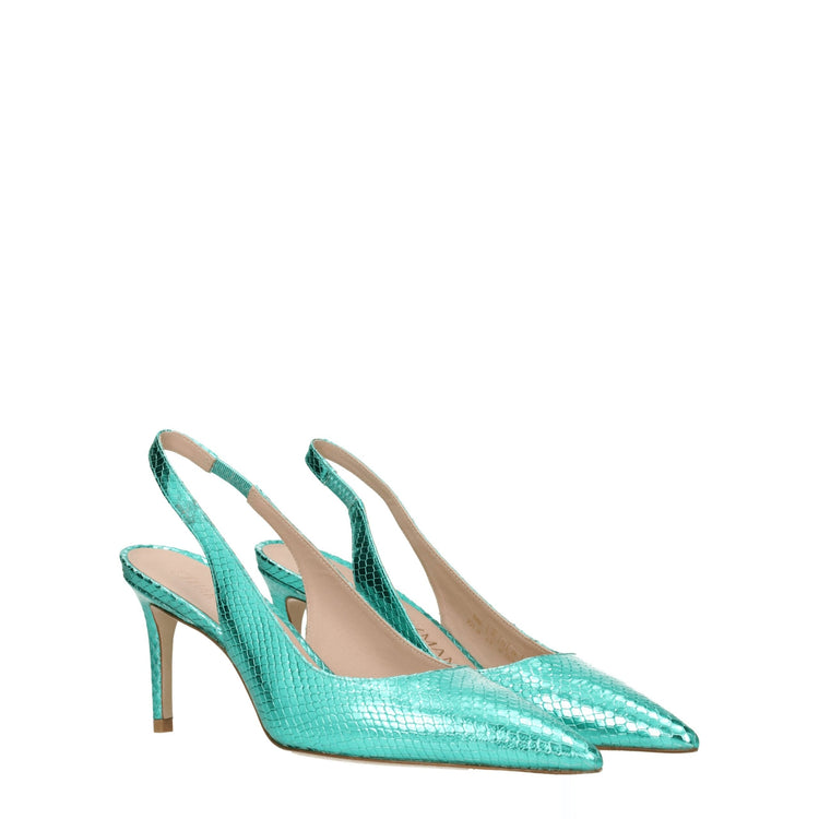 Green Leather High Heel Pumps