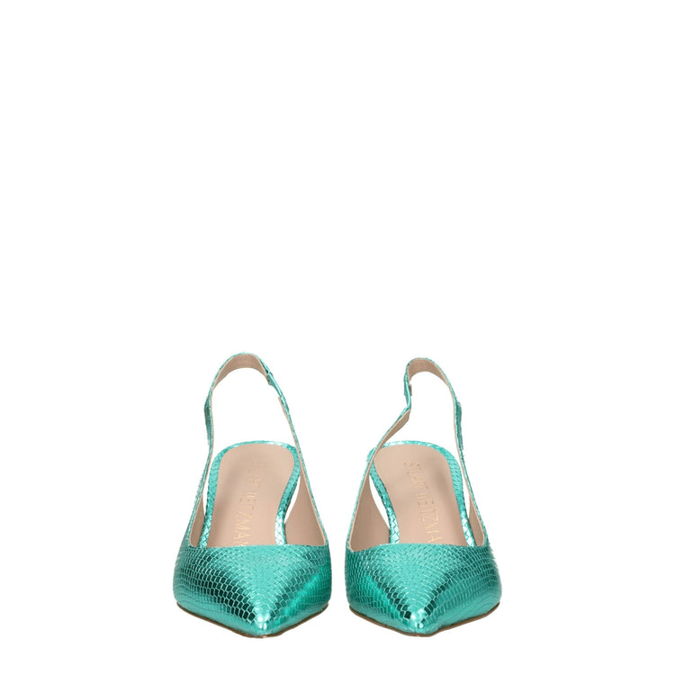 Green Leather High Heel Pumps