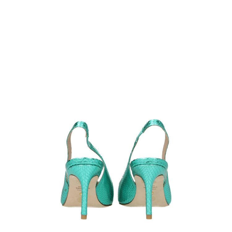 Green Leather High Heel Pumps