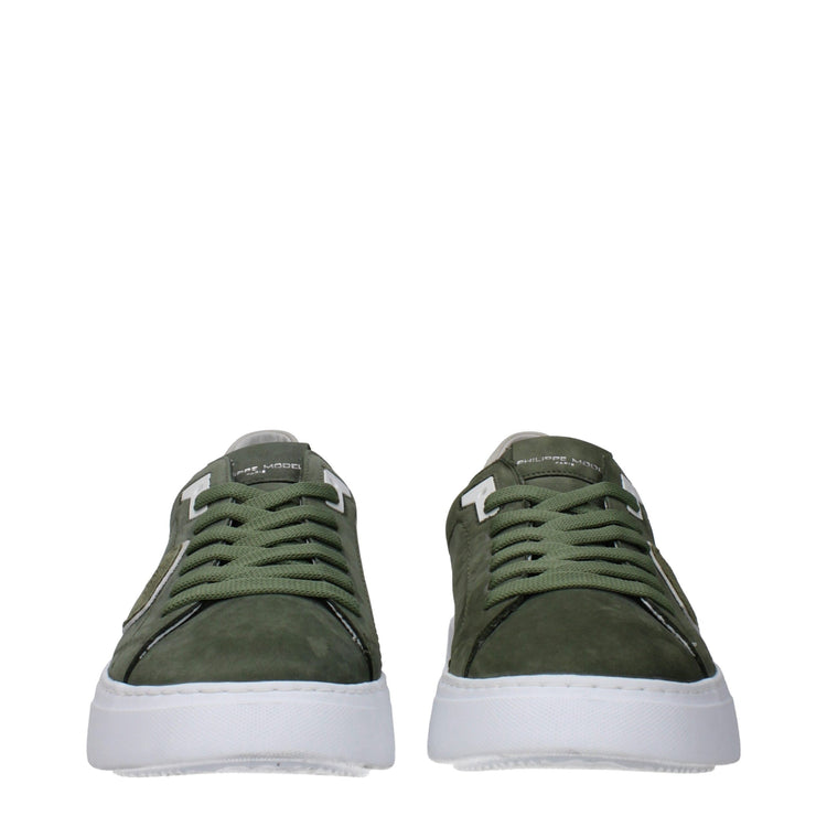 Green Leather Low Top Sneakers