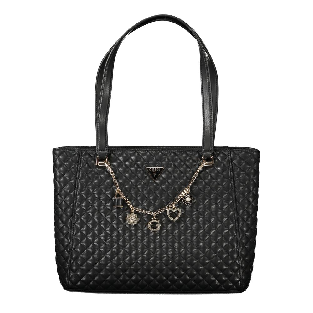 Black Polyurethane Women Handbag