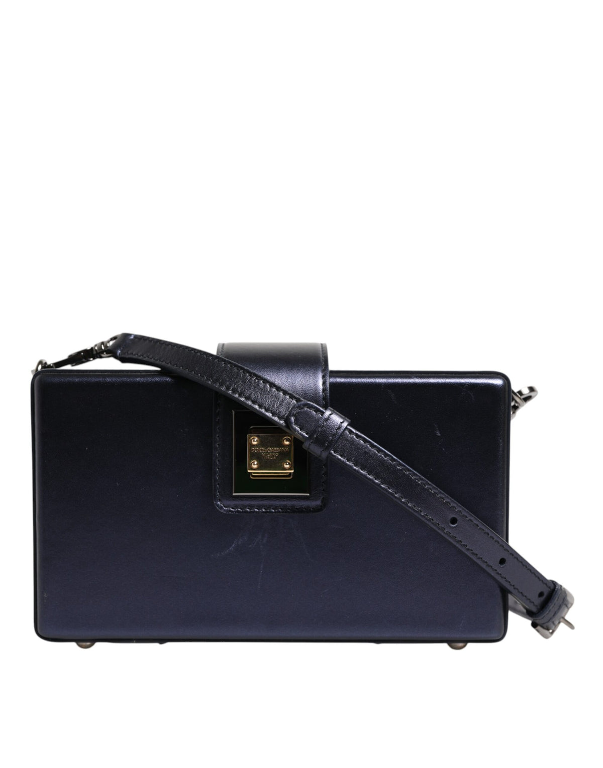 Blue DG BOX Lambskin Leather Crossbody Strap Bag