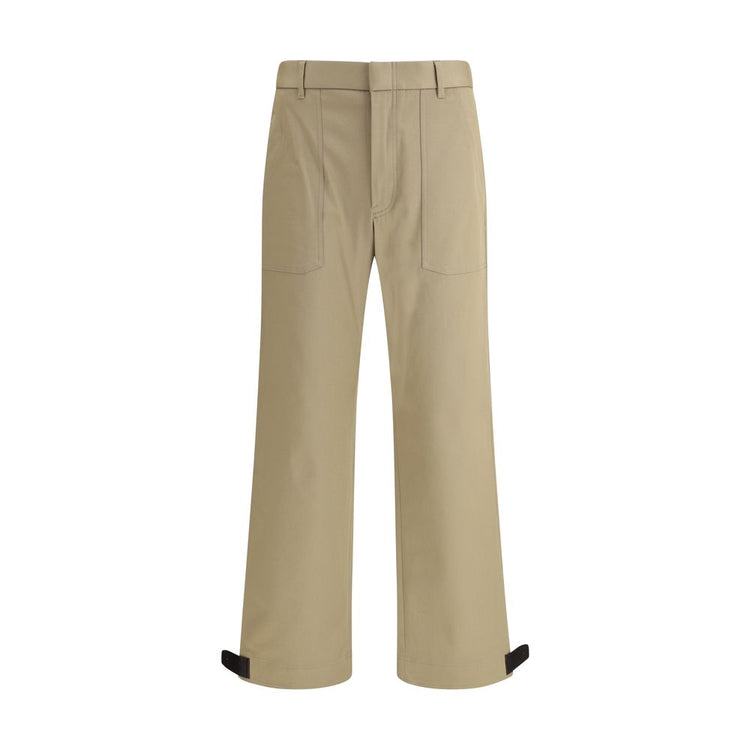 Beige Cotton Cargo Pants