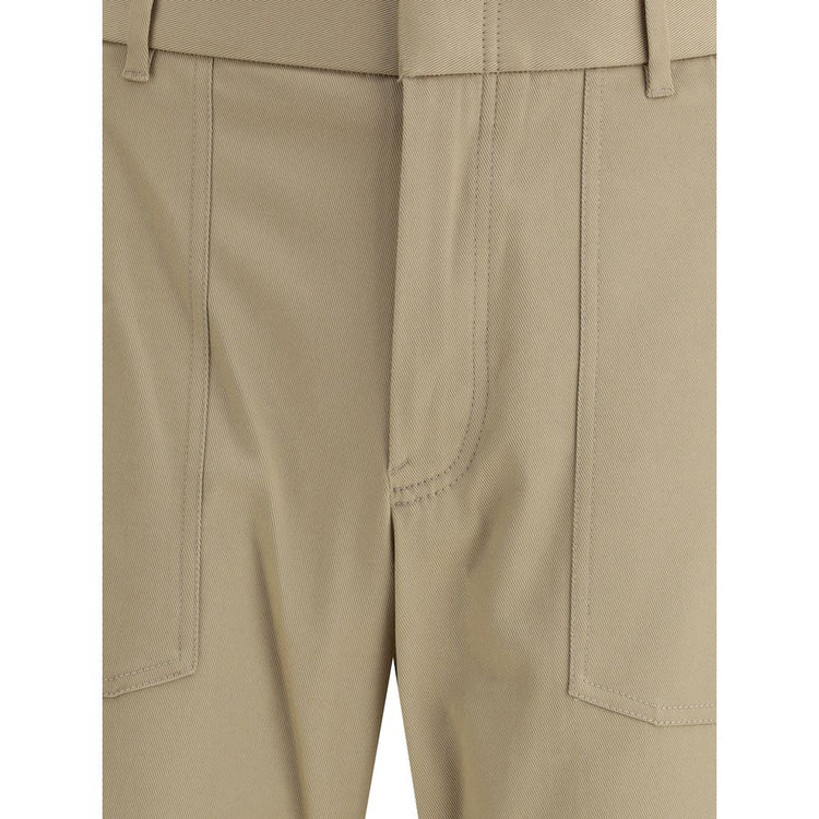 Beige Cotton Cargo Pants