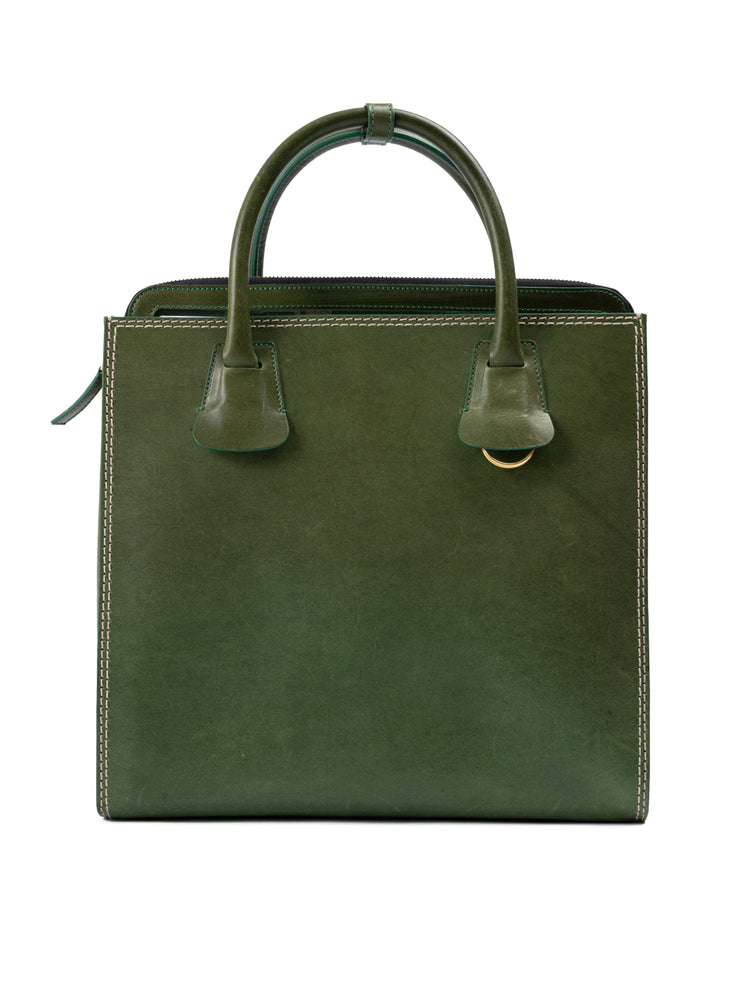 Green Leather Tote Bag