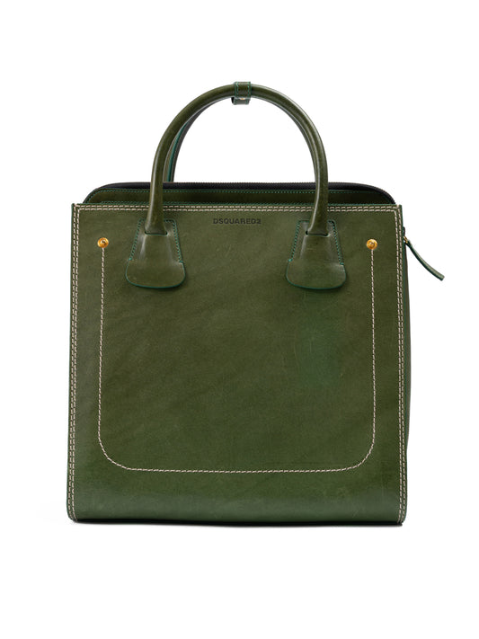Green Leather Tote Bag