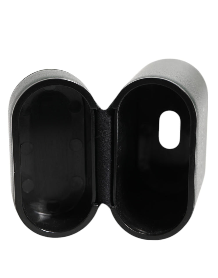 Army Green Calfskin Leather Logo Flip Holder Airpods Case