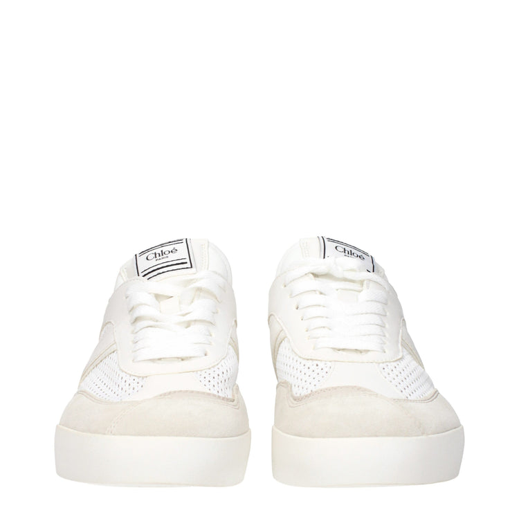 White Fabric Low Top Sneakers