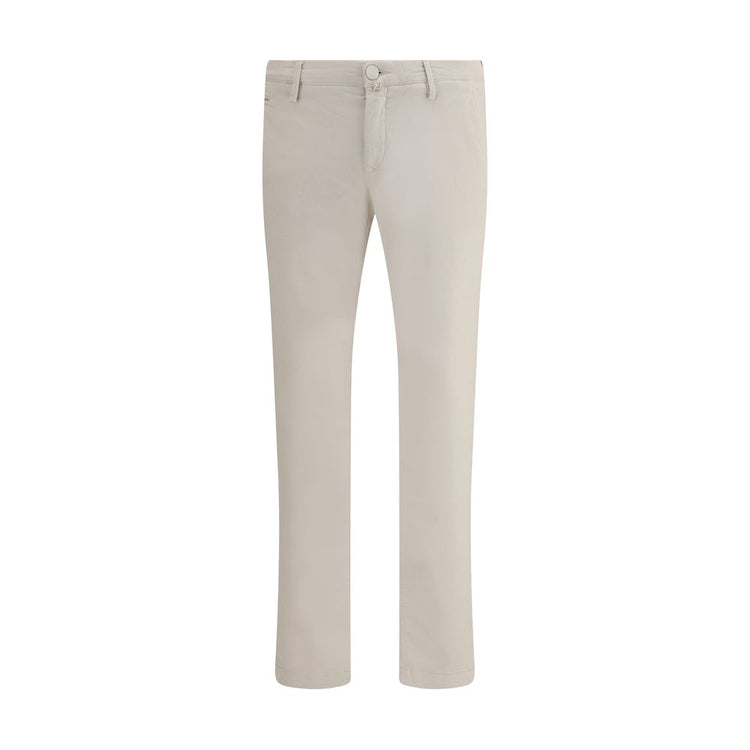 Beige Cotton Casual Pants