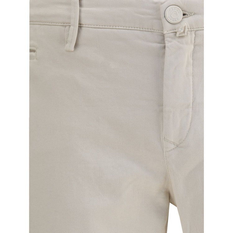 Beige Cotton Casual Pants