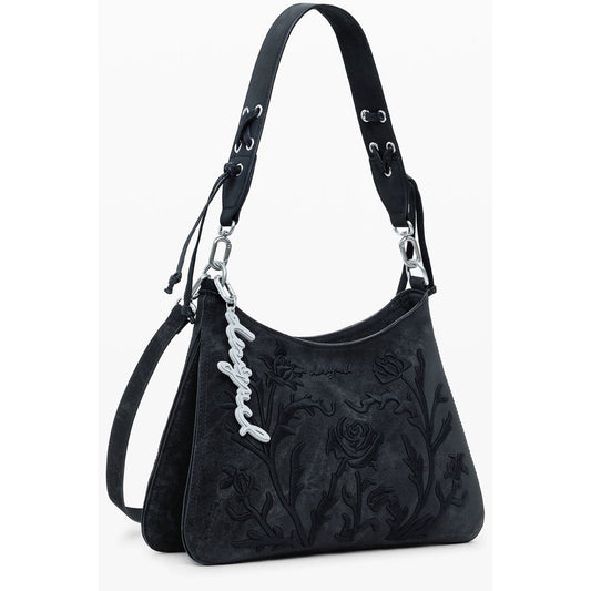 Black Polyurethane Women Handbag