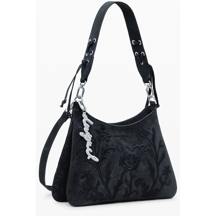 Black Polyurethane Women Handbag