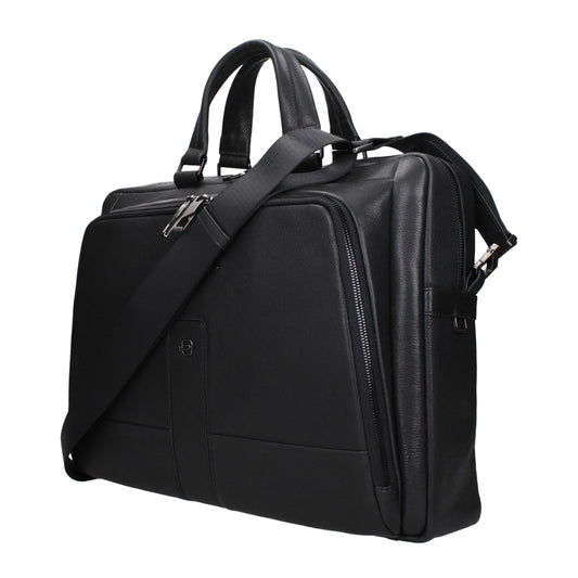 Black Leather Business And Laptop Bag
