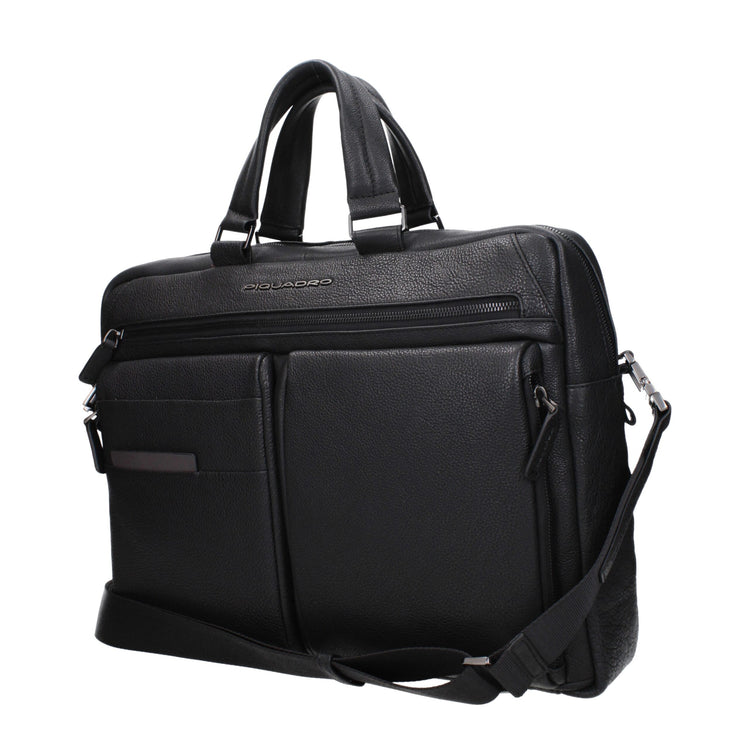 Black Leather Business And Laptop Bag