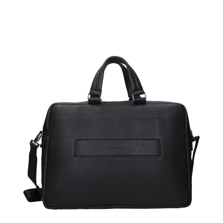 Black Leather Business And Laptop Bag