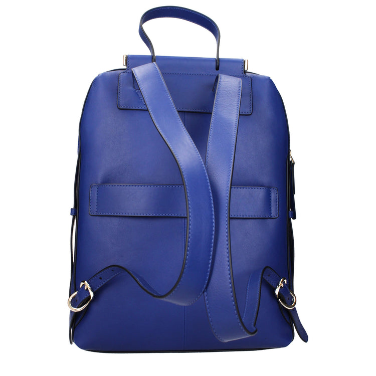 Blue Leather Backpack