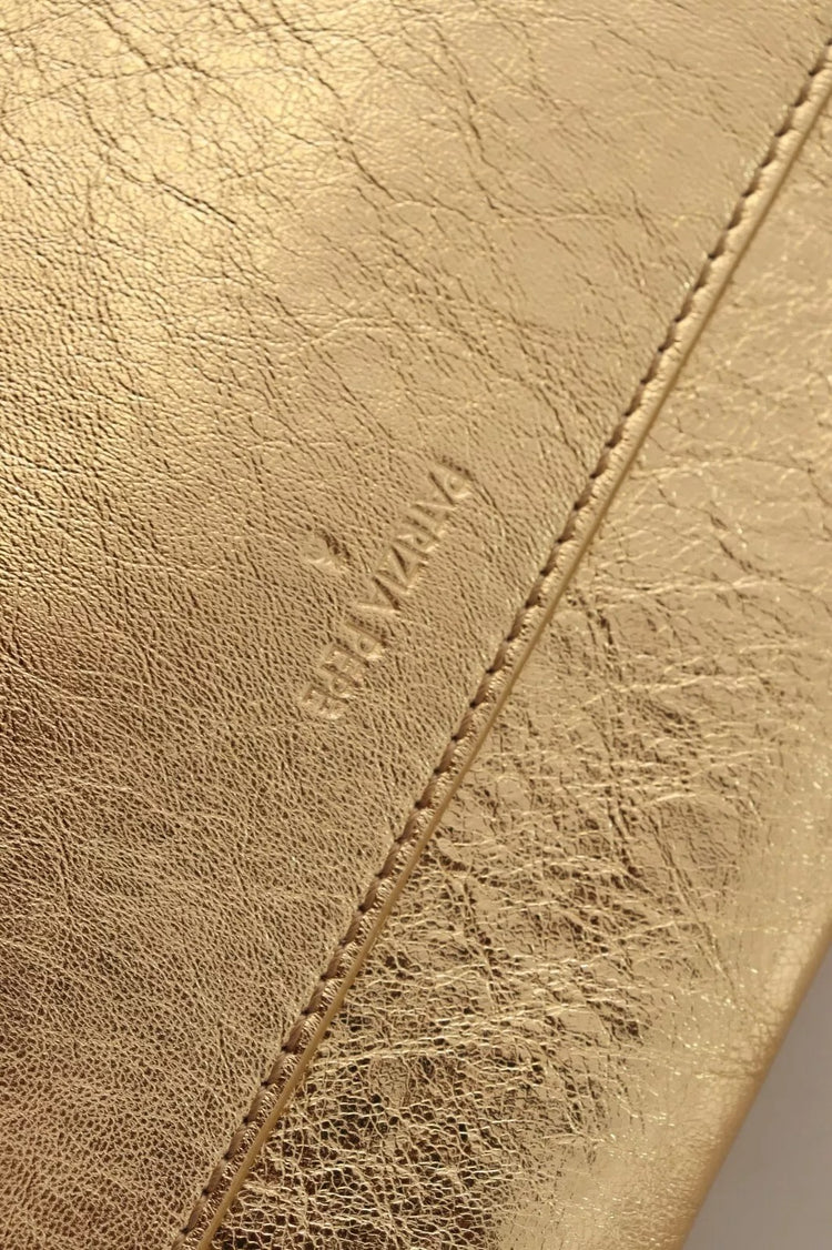 Gold Leather Embellished Shoulder Strap Bag