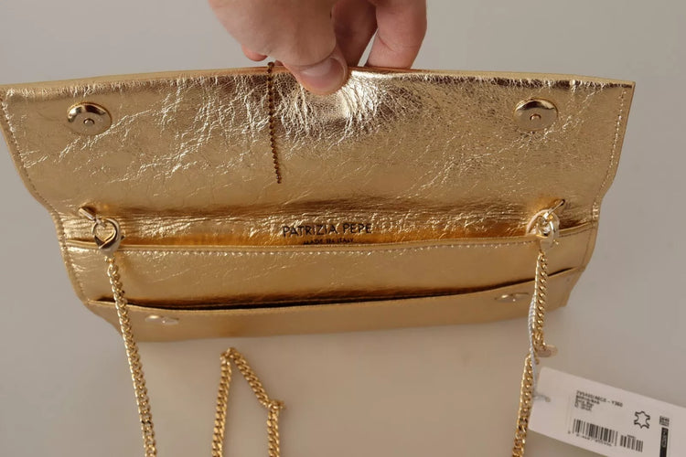 Gold Leather Embellished Shoulder Strap Bag