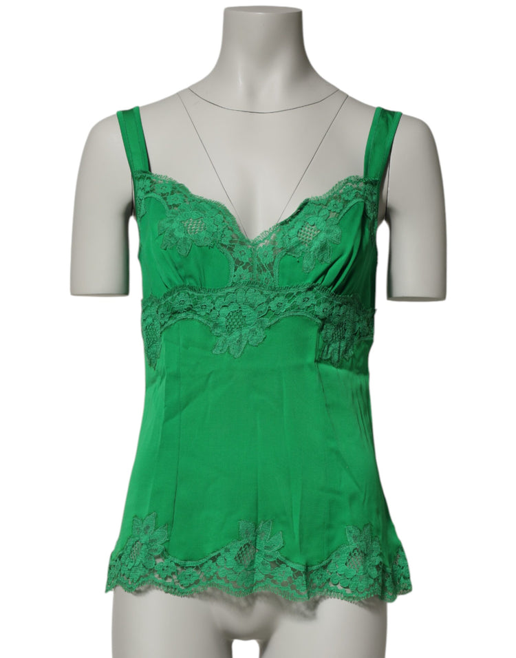 Green Floral Lace Tank Lingerie Top Underwear