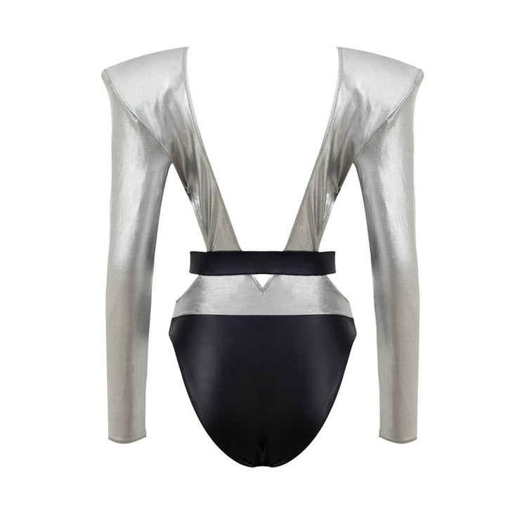 Gray Viscose One-Piece Swimsuit