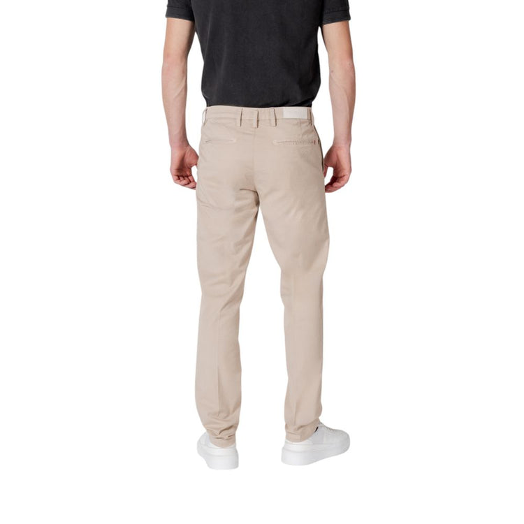 Beige Cotton Casual Pants