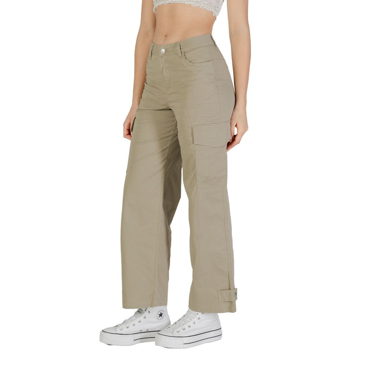 Beige Cotton Cargo Pants