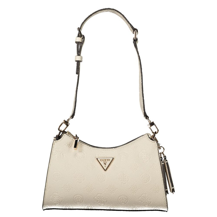 Beige Polyurethane Women's Shoulder Bag