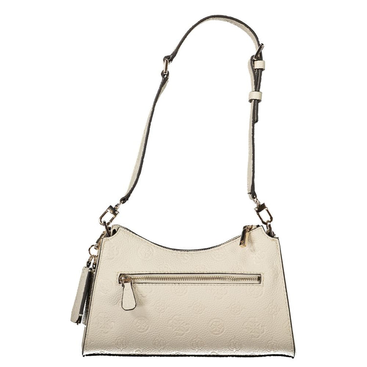 Beige Polyurethane Women's Shoulder Bag
