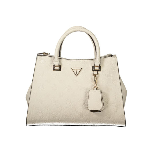 Beige Polyurethane Women's Handbag