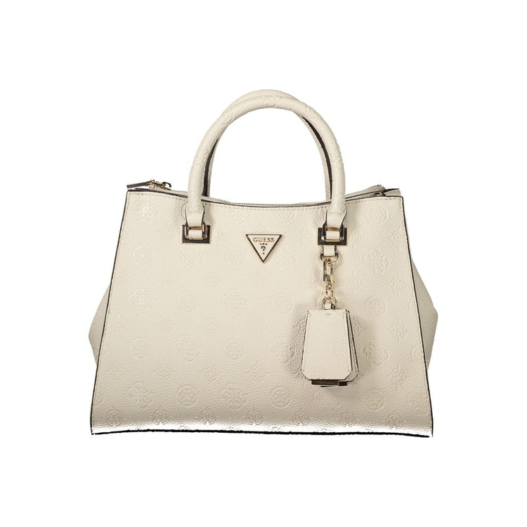 Beige Polyurethane Women's Handbag