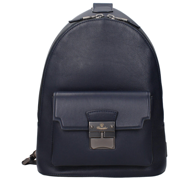 Blue Leather Backpack