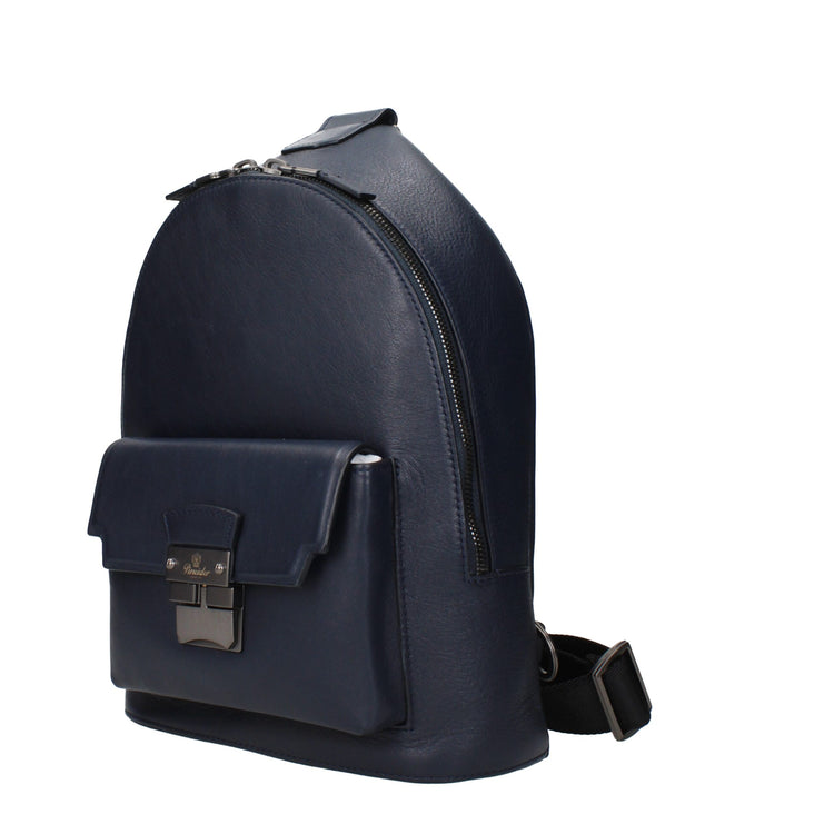Blue Leather Backpack