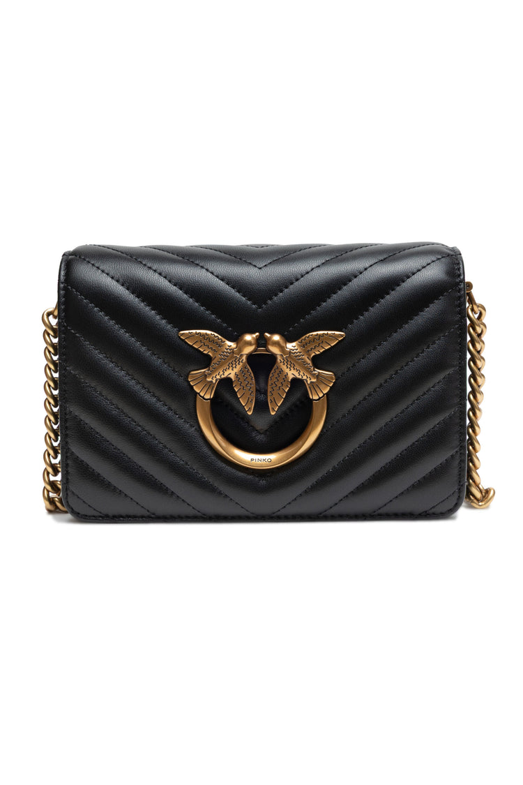 Black Leather Love Click Mini Shoulder Bag