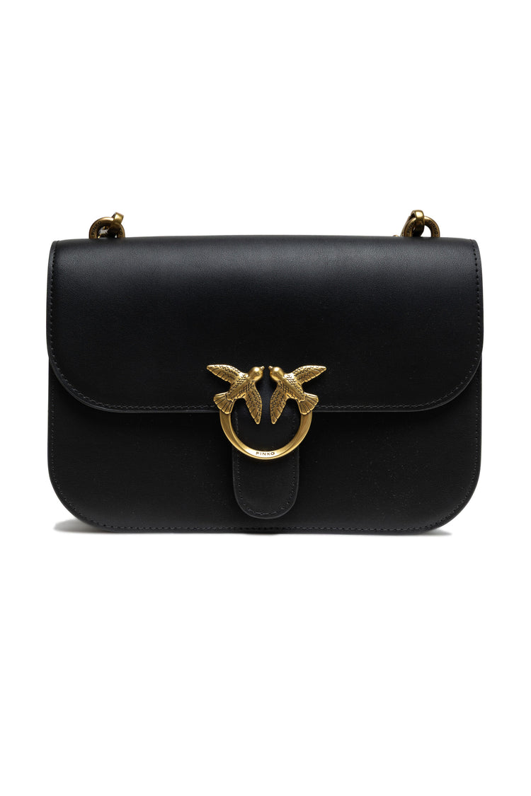 Black Leather Love Bell Classic Shoulder Bag