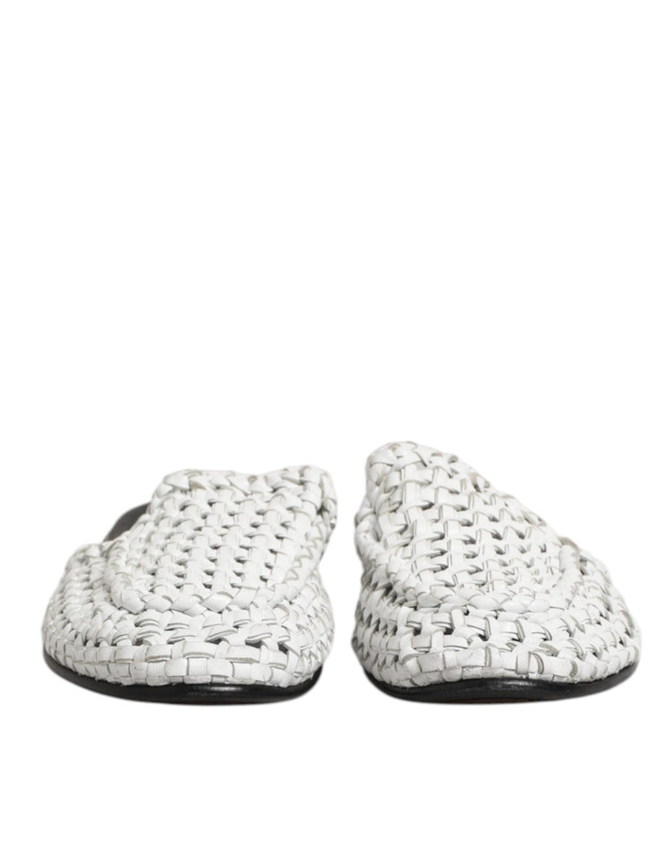 White Woven Slides MULES Men Sandals Shoes