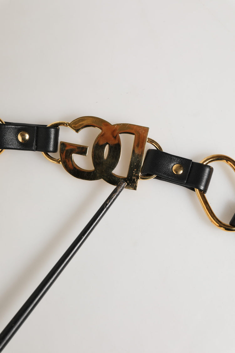 Black Leather Gold Chain Bag Accessory Shoulder Strap