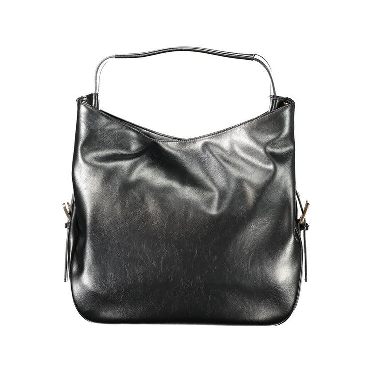 Black Polyurethane Women Hobo Bag