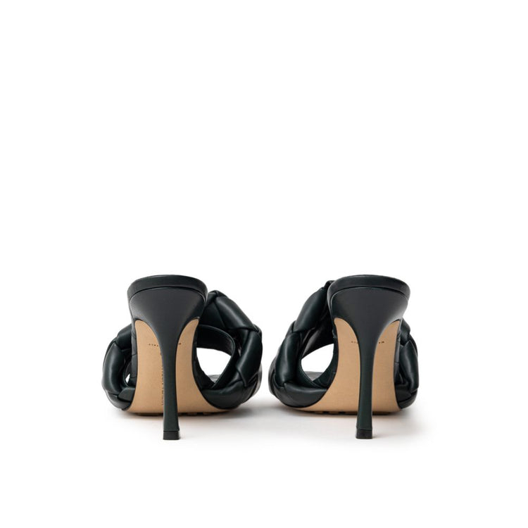 Green Leather Stiletto Heel Sandals