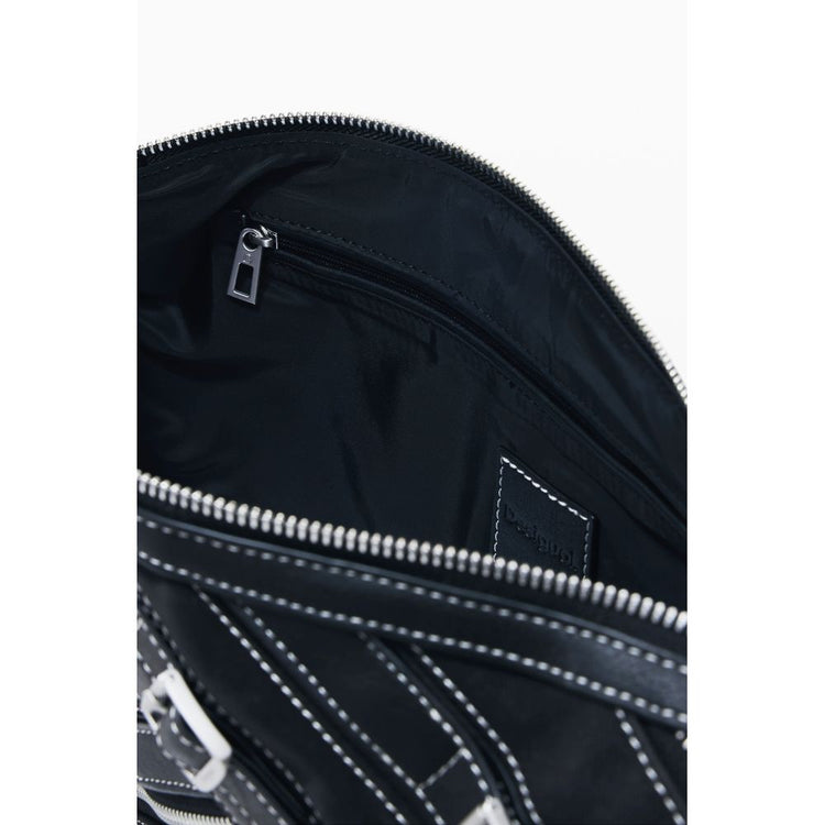 Black Polyethylene Women Handbag